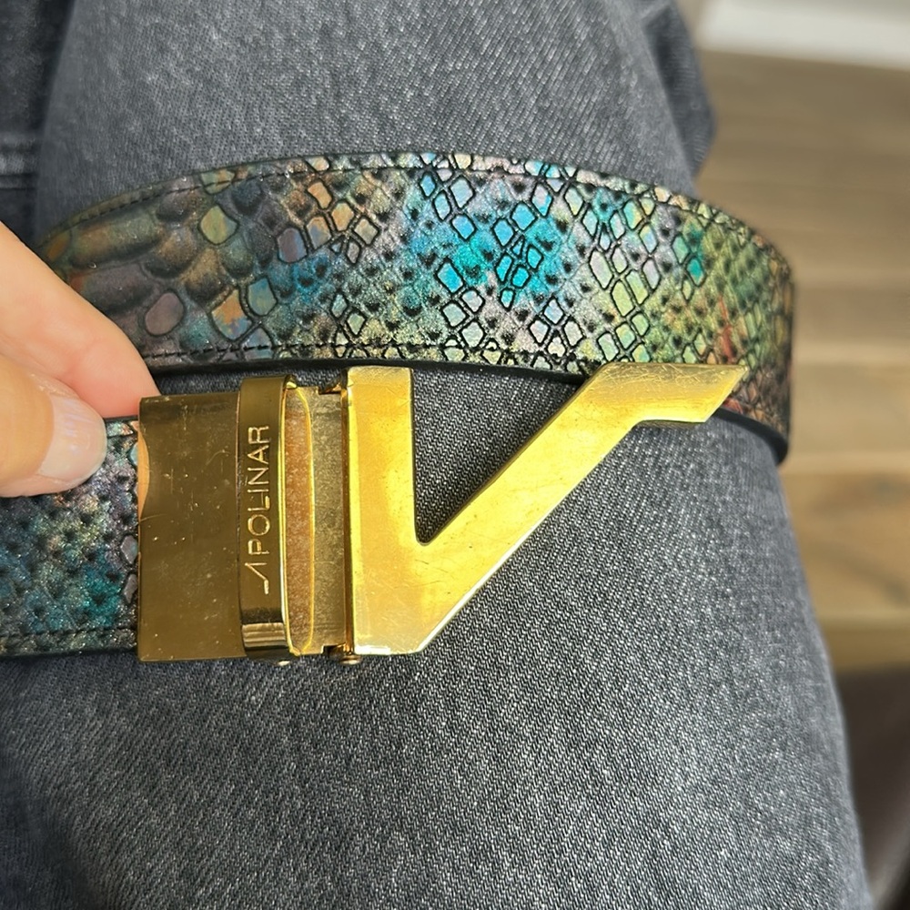Apolinar Leather Belt – Colorful Snake Pattern